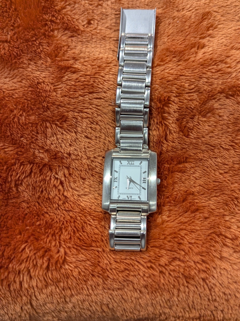 Men's Classic Silver Square-Face Stainless Steel Watch